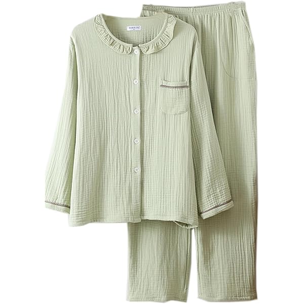 Amazon | [UCHINO] クレープガーゼ ノーカラーレディスパジャマ